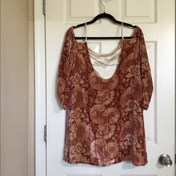 Chaser velvet vintage inspired tapestry mini orange dress size small - Picture 4 of 9